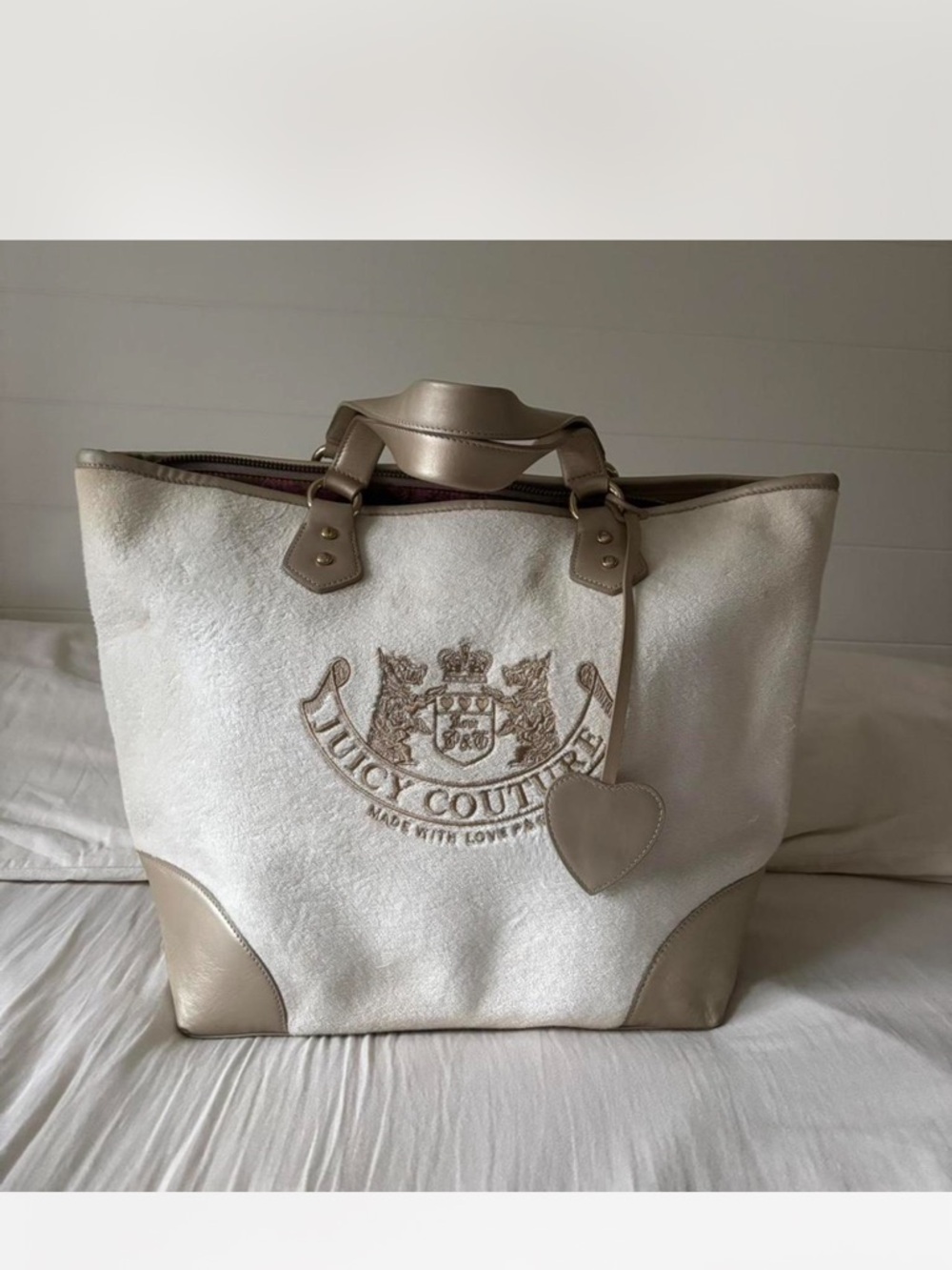 RARE collectable Juicy Couture Cream and Taupe Tote Bag